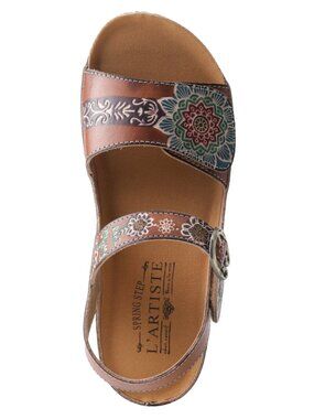 L'Artiste by Spring Step Leather Wedge Sandals Roshni Natural Size 38